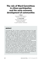 The role of ward committees in citizen participation and the socio-economic development of communities