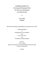 Establishing guidelines for environmental management plans for golf course developments in Gauteng Province