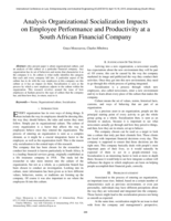 Analysis organizational socialization impacts on employee performance and productivity at a South African financial company