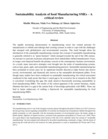 Sustainability analysis of food manufacturing SMEs : a critical review