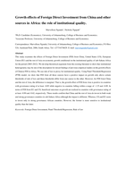 Growth effects of Foreign Direct Investment from China and other sources in Africa : the role of institutional quality