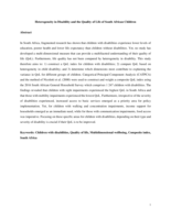 Heterogeneity in disability and the quality of life of South African children