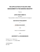 The application of holistic risk management in the banking industry