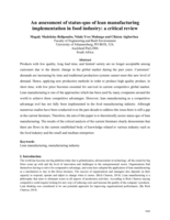 An assessment of status-quo of lean manufacturing implementation in food industry : a critical review