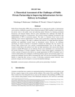 A theoretical assessment of the challenges of public private partnership in improving infrastructure service delivery in Swaziland