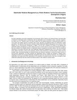 Stakeholder relations management as a public relations tool for socio-economic development in Nigeria