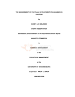 The management of football development programmes in Gauteng