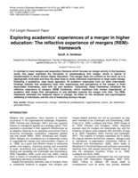 Exploring academics’ experiences of a merger in higher education : the reflective experience of mergers (REM)- framework.