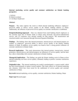 Internal marketing, service quality and customer satisfaction : an Islamic banking perspective