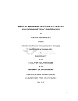 A model as a framework of reference to facilitate wholeness among therapy radiographers