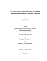 The effect of online social networking on employee productivity within a tertiary education institution