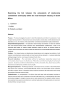 Examining the link between the antecedents of relationship commitment and loyalty within the road transport industry of South Africa