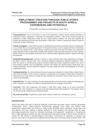 Employment creation through public works programmes and projects in South Africa