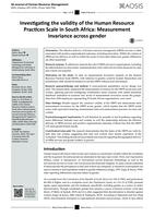 Investigating the validity of the Human Resource Practices Scale in South Africa : Measurement invariance across gender