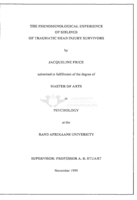 The phenomenological experience of siblings of traumatic head injury survivors