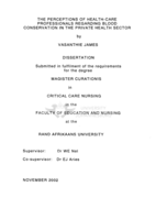 The perceptions of health-care professionals regarding blood conservation in the private health sector
