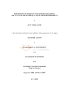 Perceptions of residents of Hartenbos regarding the status of the water quality of the Hartenbos River
