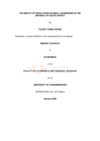 The impact of regulation on small businesses in the Republic of South Africa