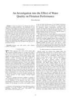 An investigation into the effect of water quality on flotation performance