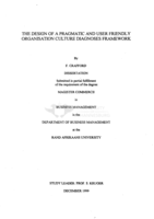 The design of a pragmatic and user friendly organisation culture diagnoses framework