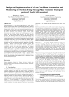 Design and implementation of a low-cost home automation and monitoring IoT system using message que telemetry transport protocol : South Africa context