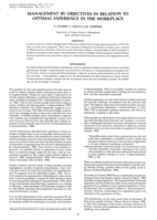 Management by objectives in relation to optimal experience in the workplace.