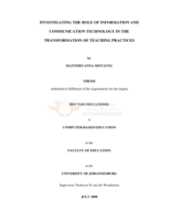 Investigating the role of information and communication technology in the transformation of teaching practices