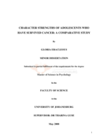 Character strengths of adolescents who have survived cancer : a comparative study