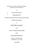 Recognition as an aspect of motivational strategies : implication for school effectiveness