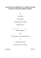 The effective co-ordination of a company's global strategy in the petro-chemical industry