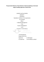 The perceived influence of the elements of internal marketing on the brand image of staffing agencies in South Africa