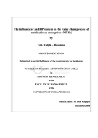 The influence of an ERP system on the value chain process of multinational enterprises (MNEs)
