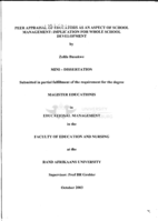 Peer appraisal of educators as an aspect of school management : implication for whole school development