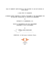 Role of community participation in the delivery of low-cost housing in South Africa : a case study of Soshanguve
