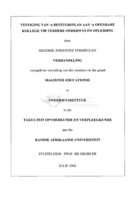 Vestiging van 'n bestuursplan aan 'n openbare kollege vir verdere onderwys en opleiding