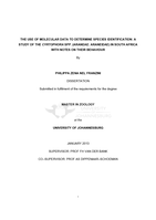 The use of molecular data to determine species identification : a study of the Cyrtophora spp. (araneae: araneidae) in South Africa with notes on their behaviour