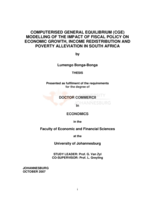 Computerised general equilibrium (CGE) modelling of the impact of fiscal policy on economic growth, income redistribution and poverty alleviation in South Africa