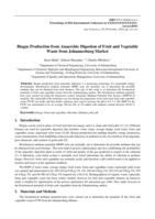 Biogas production from anaerobic digestion of fruit and vegetable waste from Johannesburg market