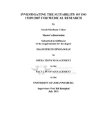 Investigating the suitability of ISO 15189:2007 for medical research