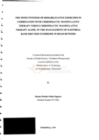 The effectiveness of rehabilitative exercises in combination with chiropractic manipulative therapy versus  chiropractic manipulative therapy alone, in the management of iliotibial band friction syndrome in road runners