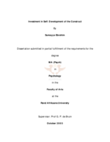 Investment in self: development of the construct