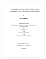 A sociological case study of the relationship between organisational trust and whistleblowing in the workplace