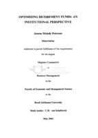 Optimizing retirement funds : an institutional perspective