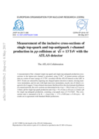 Measurement of the inclusive cross-sections of  single top-quark and top-antiquark t-channel production in pp collisions at √s = 13 TeV with the ATLAS detector