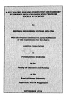 A psychiatric nursing perspective on mothers' experience with children who progress poorly at school