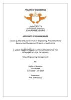 Causes of delay and cost overruns in EPCM (Engineering, Procurement and Construction Management) projects in South Africa