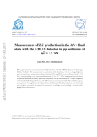Measurement of ZZ production in the ll vv final state with the ATLAS detector in p p collisions at p s = 13 TeV