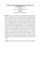 Internal controls underpinning audit outcomes in South African Municipalities