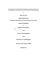 Evaluation of an enterprise resource planning system as a performance enhancing tool for non-profit organisations