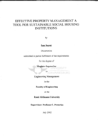 Effective property management : a tool for sustainable social housing institutions